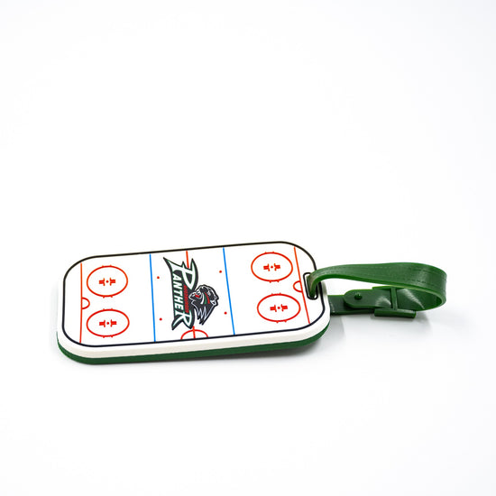 Miniatur Eishockeyfeld auf welchem in der Mitte das Panther-Logo prangt.