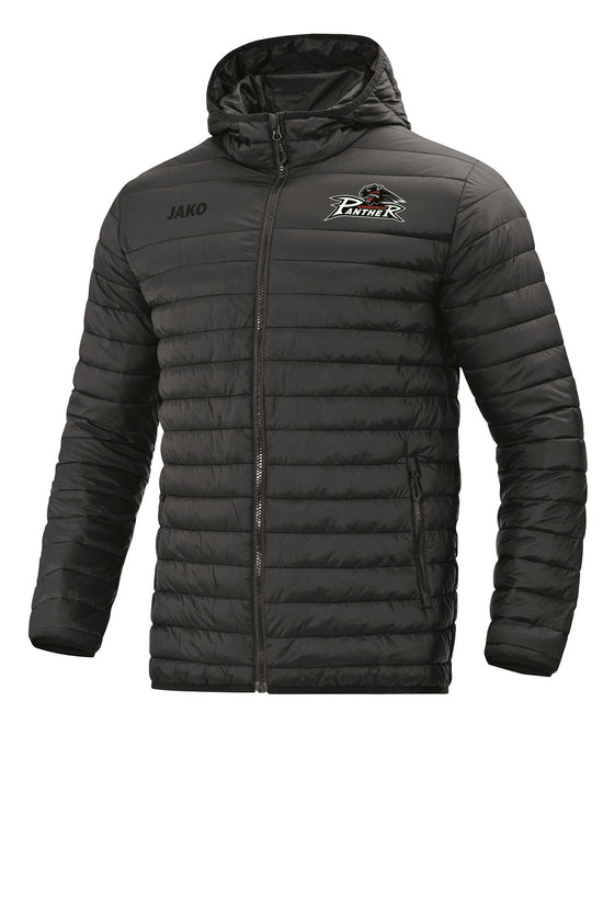 Schwarze Stepjacke mit JAKO- und Pantherlogo.